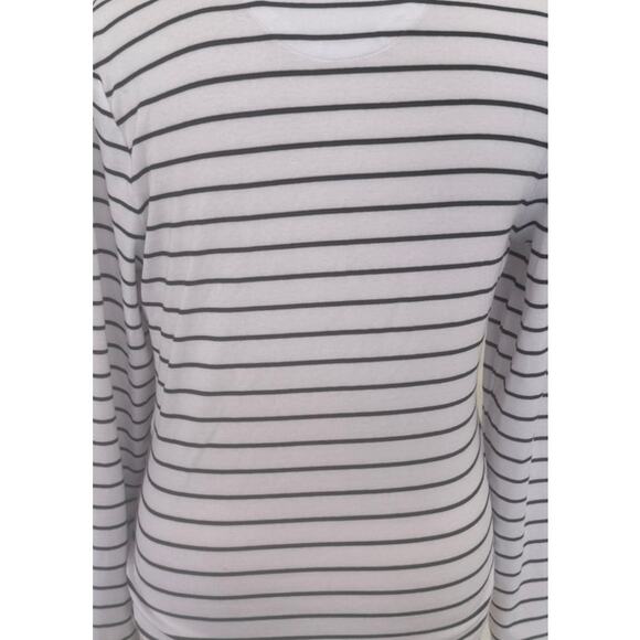 C&C California Womens Medium White Black Stripe Long Sleeve Henley Shirt - Picture 6 of 7
